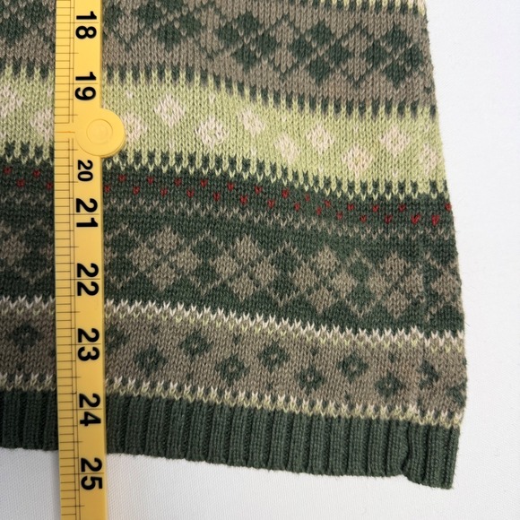 90's Nordic Fair Isle Knit Vintage Cardigan Green Size Medium Earthy Tones - Picture 6 of 9
